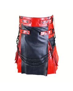 Modern Black And Red Hybrid Leather Kilt