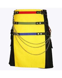 Black And Yellow Fashion Hybrid Utility Kilt