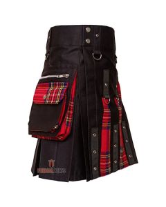 Black Box Plaited Utility Fashion Kilt For Men
