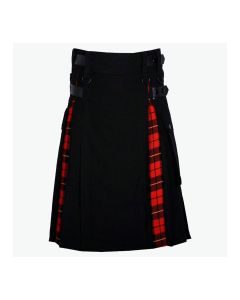 Modern Hybrid Wallace Tartan And Black Cotton Utility Kilt