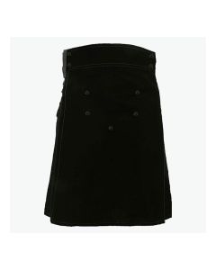 Black Deluxe Modern Kilt And Gray Straps Style With Gray Cargo Pockets