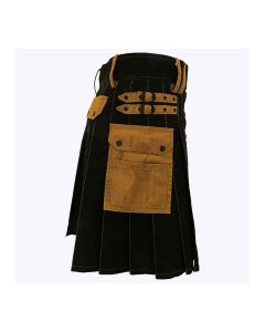 Black Deluxe Modern Kilt And Khaki Straps Style With Khaki Cargo Pockets