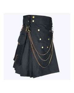 scottish black fashion utility kilt