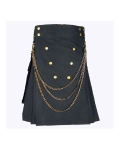 scottish black fashion utility kilt