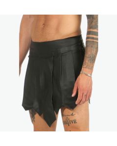 Black Gladiator Leather Mini Kilt