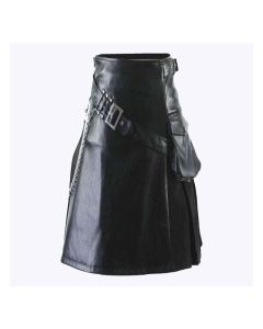 Modern Black Gladiator Viking Leather Kilt