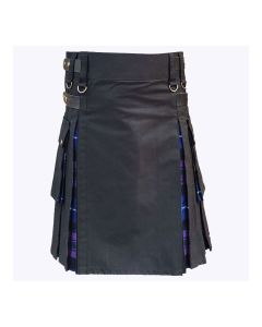 Black Cotton And Pride Of Scotland Tartan Cargo Hybrid Kilt
