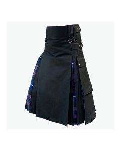 Black Cotton And Pride Of Scotland Tartan Cargo Hybrid Kilt