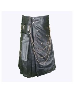 Black Gothic Leather Kilt