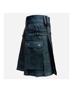 Black Fashion Leather Kilt