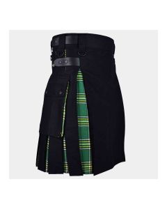 Black Utility Kilt And Irish Tartan Hybrid Kilt