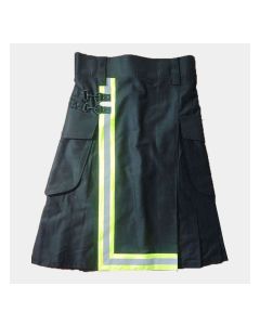Black Firefighter Utility Kilt With yellow Trims