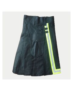 Black Firefighter Utility Kilt With yellow Trims