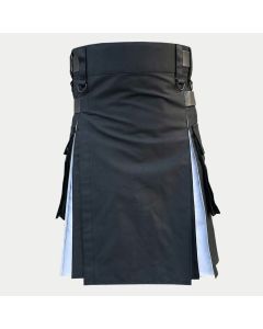 black and white with cargo pockets utility kilt