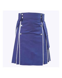 Blue Utility Kilt With White Lines