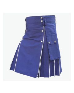 Blue Utility Kilt With White Lines