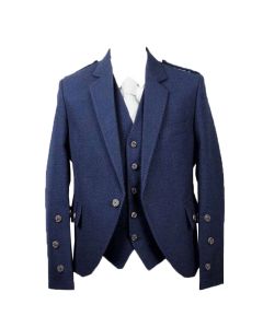 Braemar Blue Wool tweed argyle jacket and vest