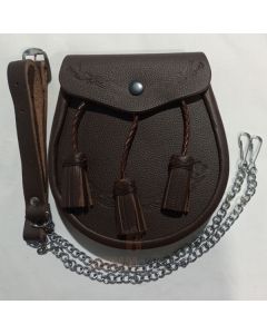 Brown Celtic Embossed Kilt Sporran Front