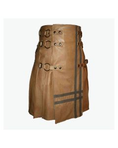 Leather Brown Utility Style Kilt