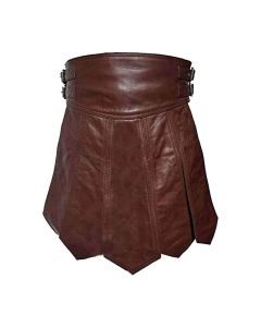 Mens Brown Roman Leather Kilt