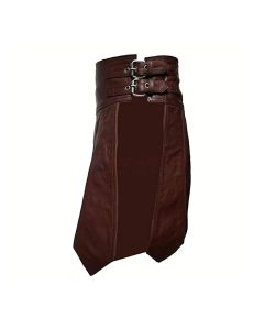Mens Brown Roman Leather Kilt