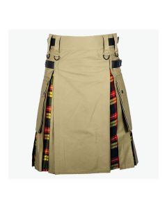 Buchanan Tartan And Khaki Hybrid Utility Kilt For Women