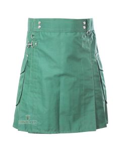 Cargo Pocket Green Utility Kilt Front