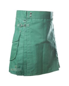 Cargo Pocket Green Utility Kilt Front