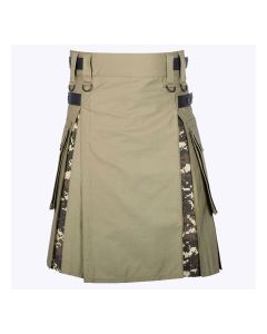 digital camo and khaki high quality cotton hybrid utility kilt
