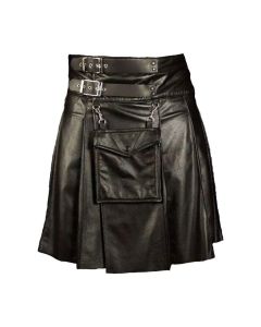 Fashion Black Leather Kilt