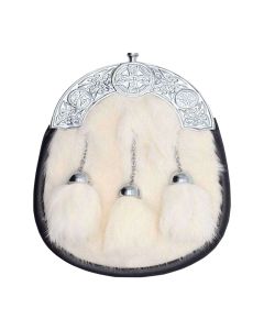 Full Dress Black Calfskin Leather Trim Celtic Design Sporran