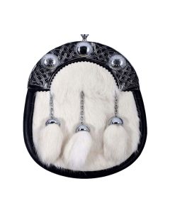 Full Dress Chrome Knot And Weave Cantle White Rabbit Fur