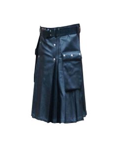 Gentleman Navy Blue Leather Kilt