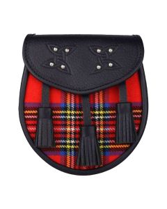 Genuine Leather With Royal Stewart Tartan Sporran