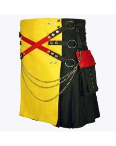 black fashion gothic utility kilt