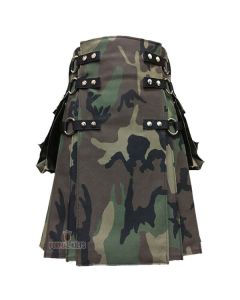 Gothic Woodland Camouflage Kilt Front