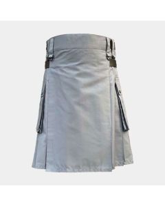 Modern Grey Utility Kilt With Cargo Pockets