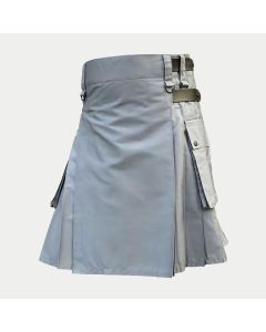 Modern Grey Utility Kilt With Cargo Pockets