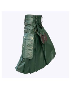 Scottish Green Leather Kilt