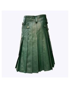Scottish Green Leather Kilt
