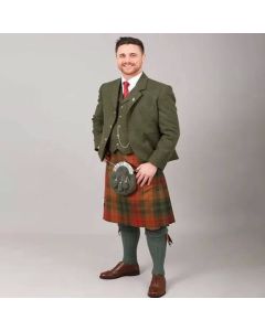 Forest Green Tweed Jacket Kilt Outfit For Men