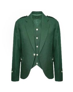 Green Wool Tweed Argyle Kilt Jacket and Vest