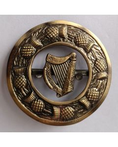 Irish Harps Fly Plaid Brooch