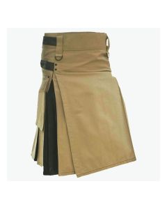 Premium Quality Khaki And Black Hybrid Utility Kilt