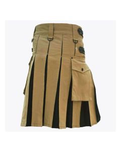 Premium Quality Khaki And Black Hybrid Utility Kilt