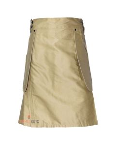 Khaki Heavy Duty Cargo Utility Kilt Front
