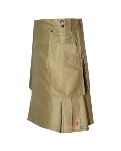 Khaki Heavy Duty Cargo Utility Kilt Front
