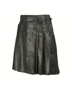 Fashion Leather Pleated Kilt