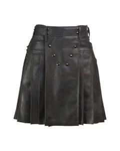 Fashion Leather Pleated Kilt
