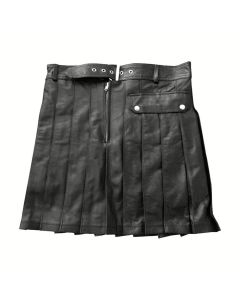 Real Leather Pleated Clubwear Utility Kilt